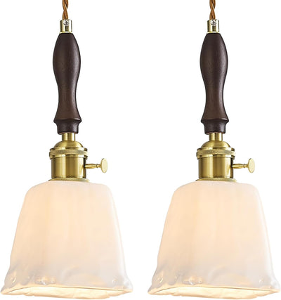 Lámpara colgante cristal blanco lechoso altura ajustable
