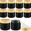 10 Tarros Vidrio 2oz con Tapas Madera para Cosméticos Negro