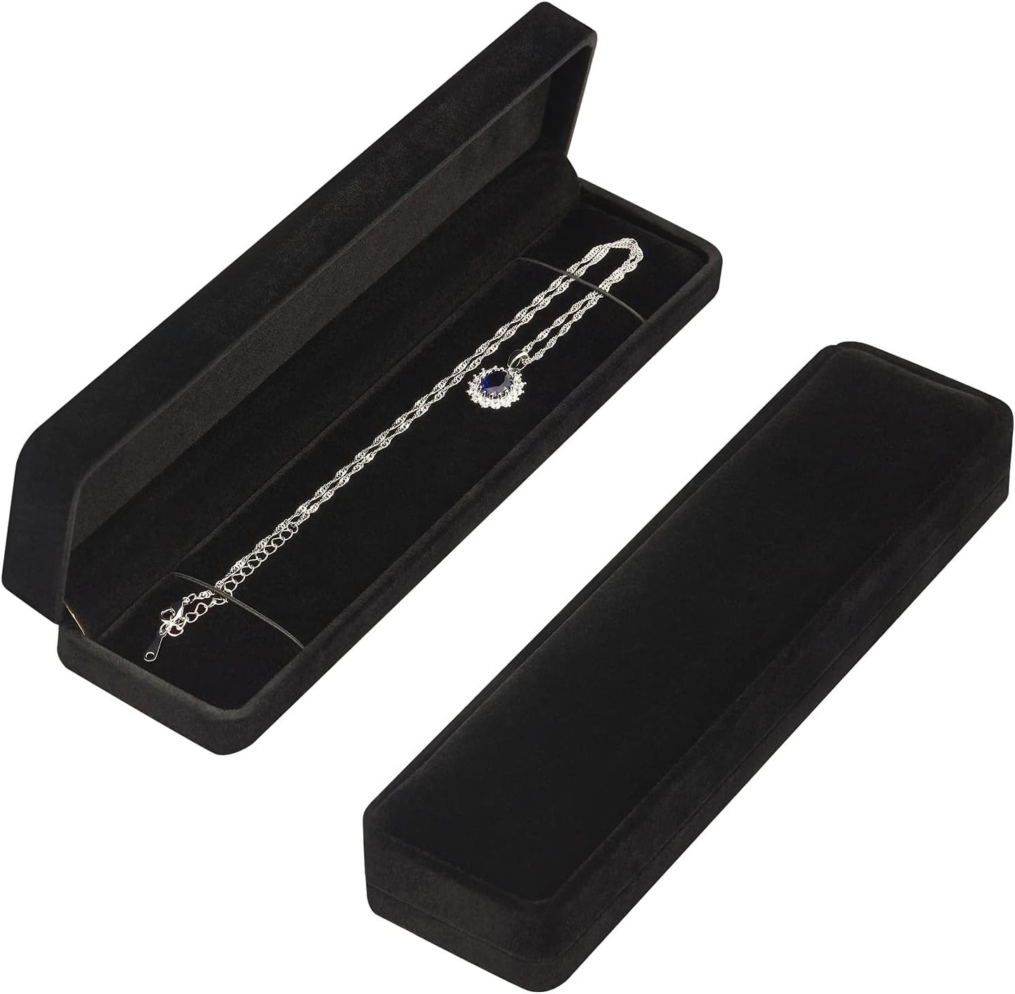 Caja terciopelo collar joyas 2 pzas almacenamiento