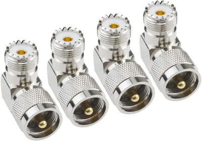 Adaptador coaxial UHF PL-259 a SO-239 90 grados set 4