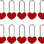 10 Pzas Candado Corazón 50mm Rojo Sin Llave