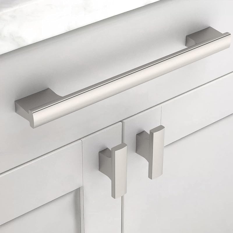 10 Tiradores Gabinete Cocina 7" Níquel Satinado Cepillado