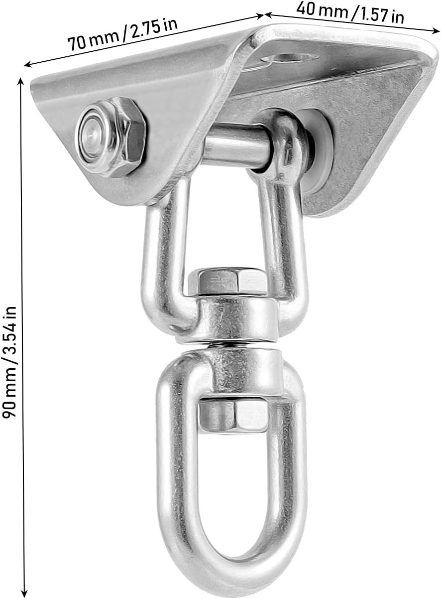 4 Perchas Acero Inox 1000lb Rotación 360° para Columpio