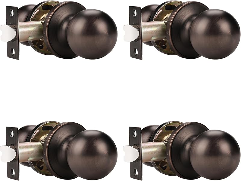 Pomos puerta bronce aceitado sin llave set 4