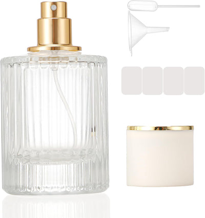 Botellas perfume vacías con atomizador 50ml vidrio acanalado