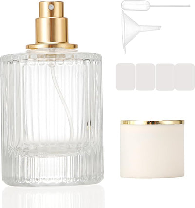 Botellas perfume vacías con atomizador 50ml vidrio acanalado