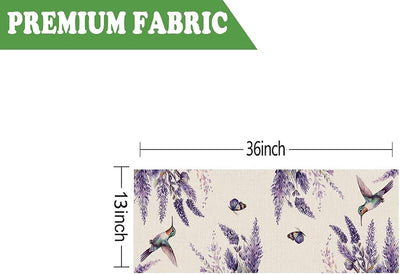 Camino mesa primavera lavanda morado mariposa arpillera 13x36pulg