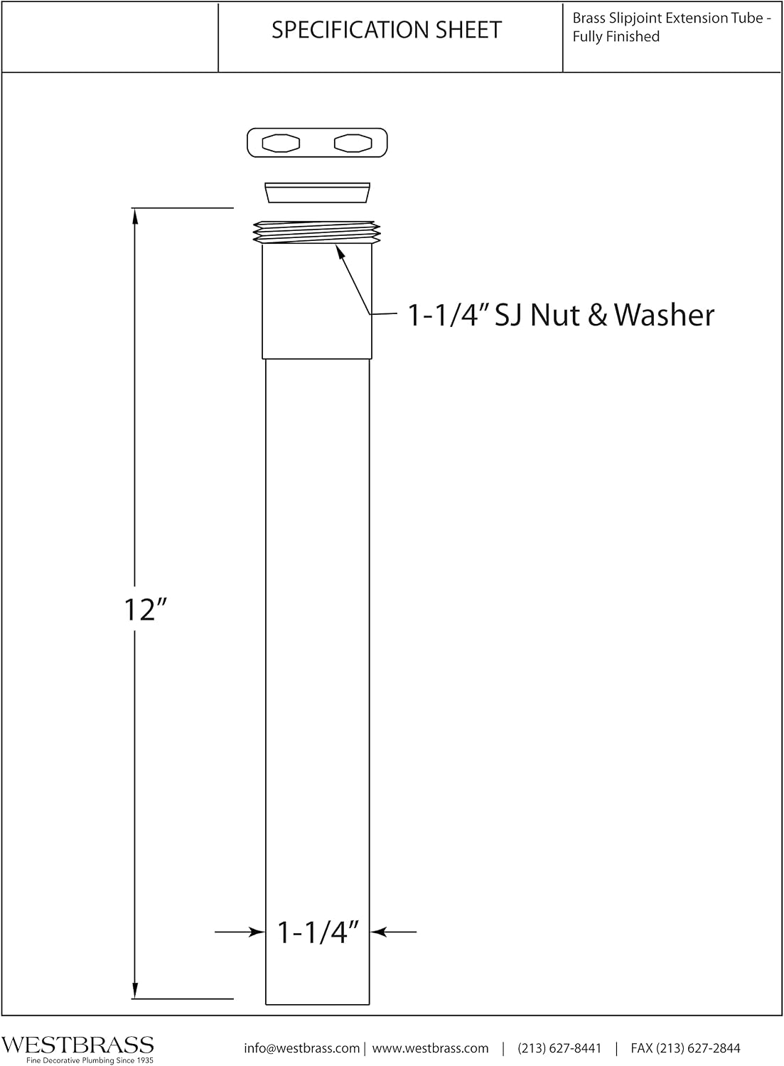Tubo extensión junta deslizante 1-1/4x12 níquel satinado