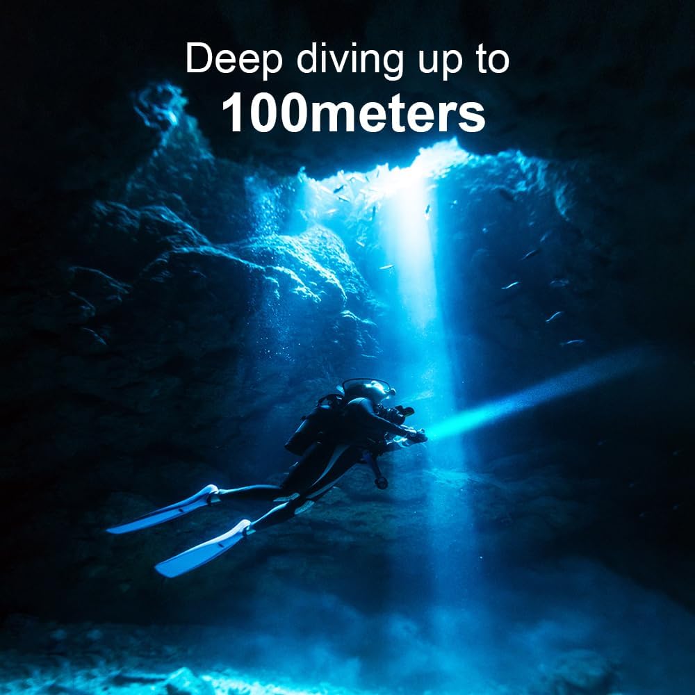 Linterna buceo 10000 lúmenes IPX8 recargable 3 modos