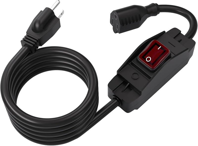 Cable extensión exterior 3 clavijas con interruptor negro 1875W