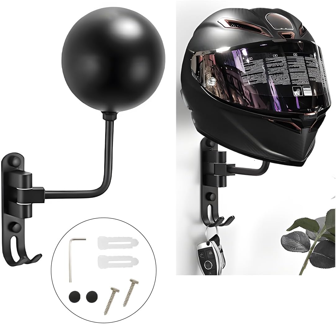 Soporte pared casco bicicleta giratorio 180 con ganchos