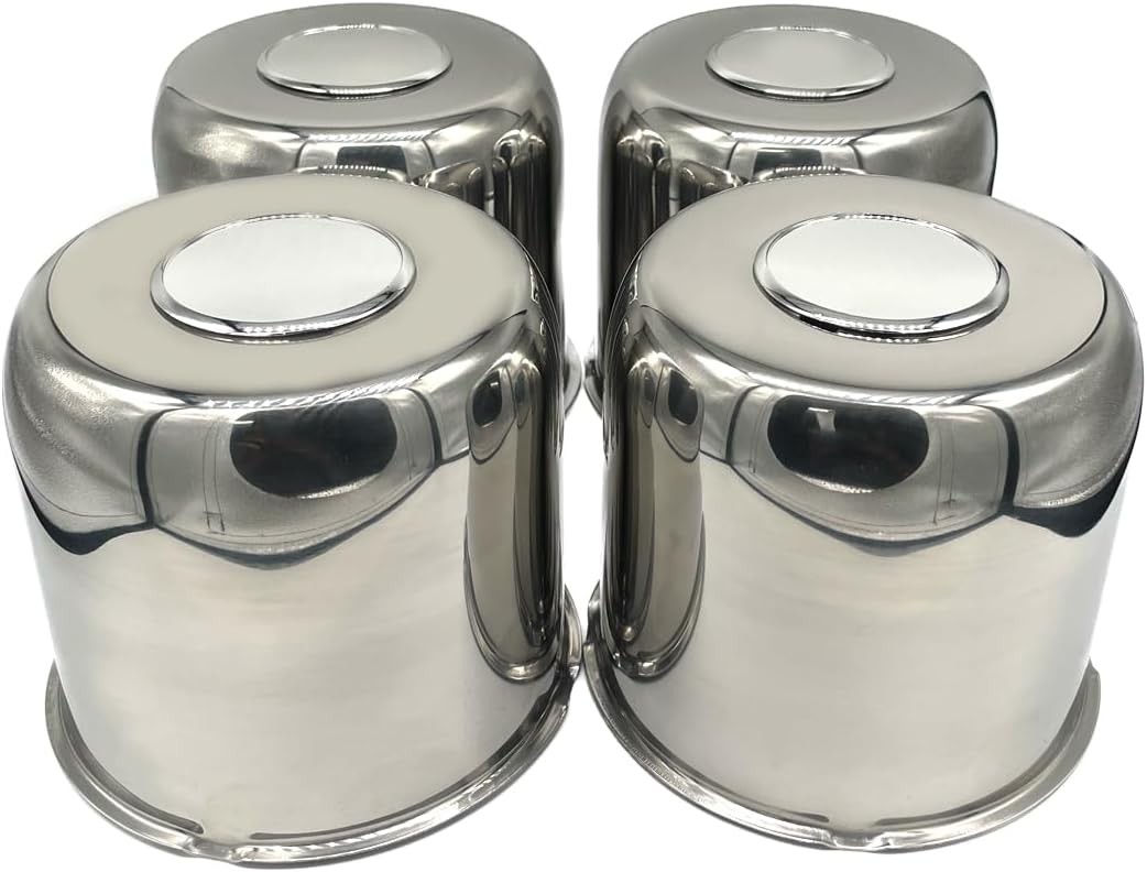4 Tapas centrales acero inox 12,4cm para remolque camión RV