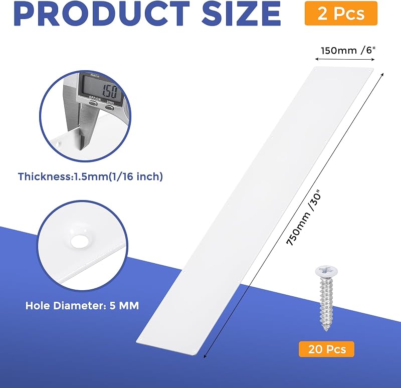 2 Pzas Placas Umbral 6x30" Aluminio Puerta Interior Exterior