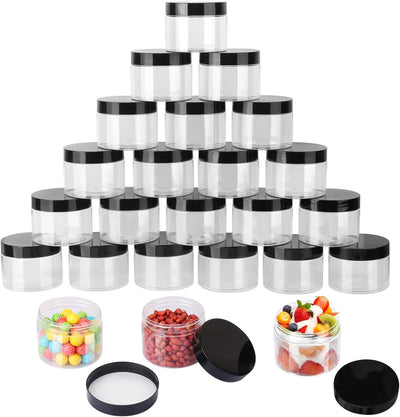 36 Pzas Tarros Plástico 10oz Tapas Negras Cosméticos
