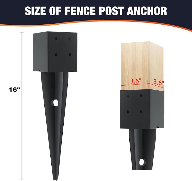 3 Pzas Anclajes Espiga para Postes 4x4 con Recubrimiento