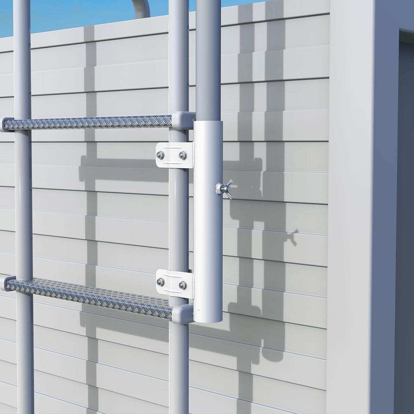 Soporte bandera RV escalera 1" resistente blanco