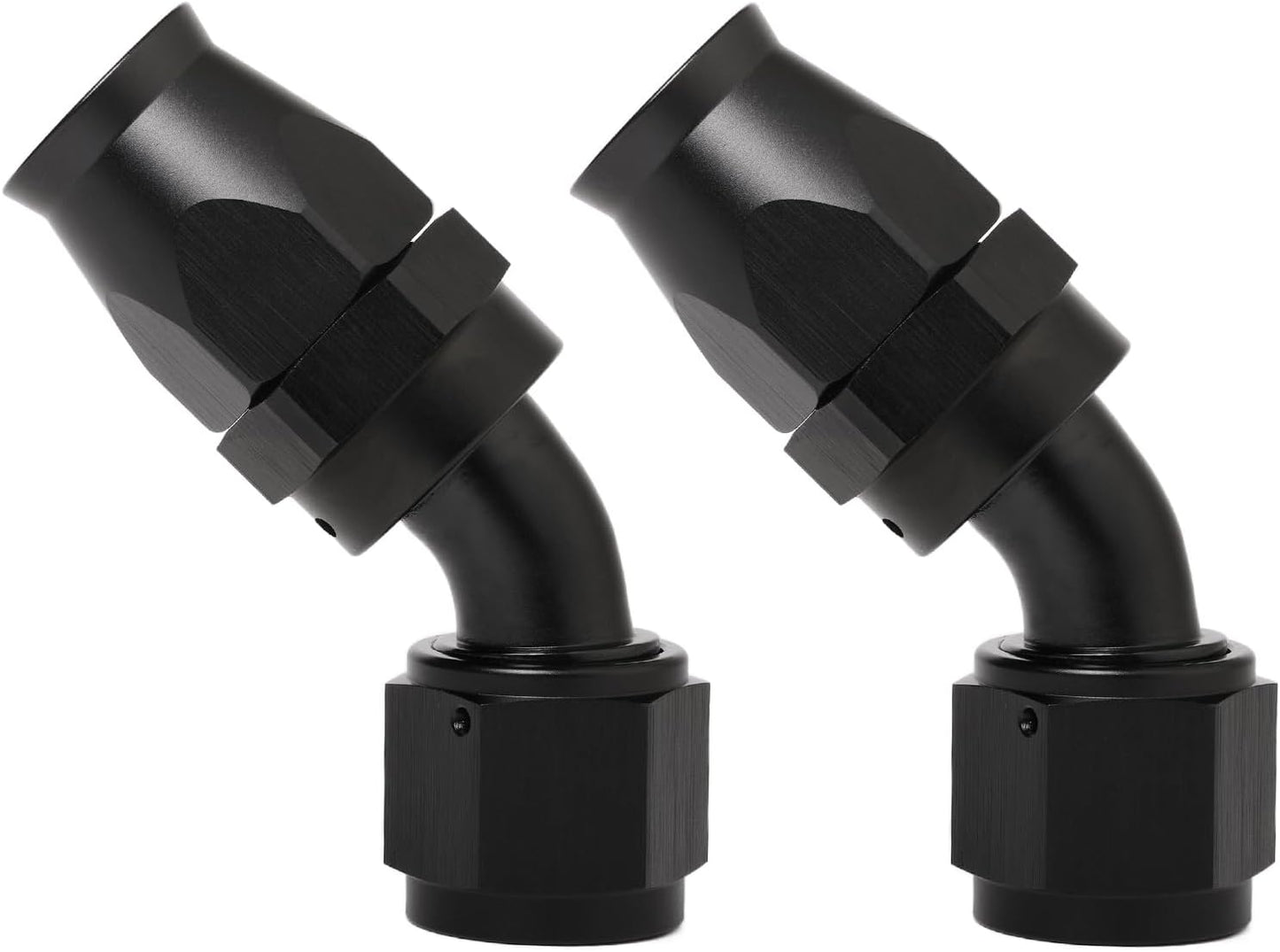 Manguera PTFE codo giratorio aluminio negro 2 Pzas