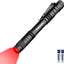 Linterna LED roja con batería 2AAA para camping y pesca