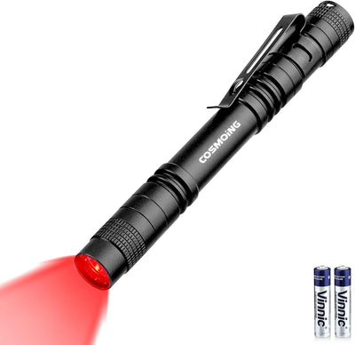 Linterna LED roja con batería 2AAA para camping y pesca