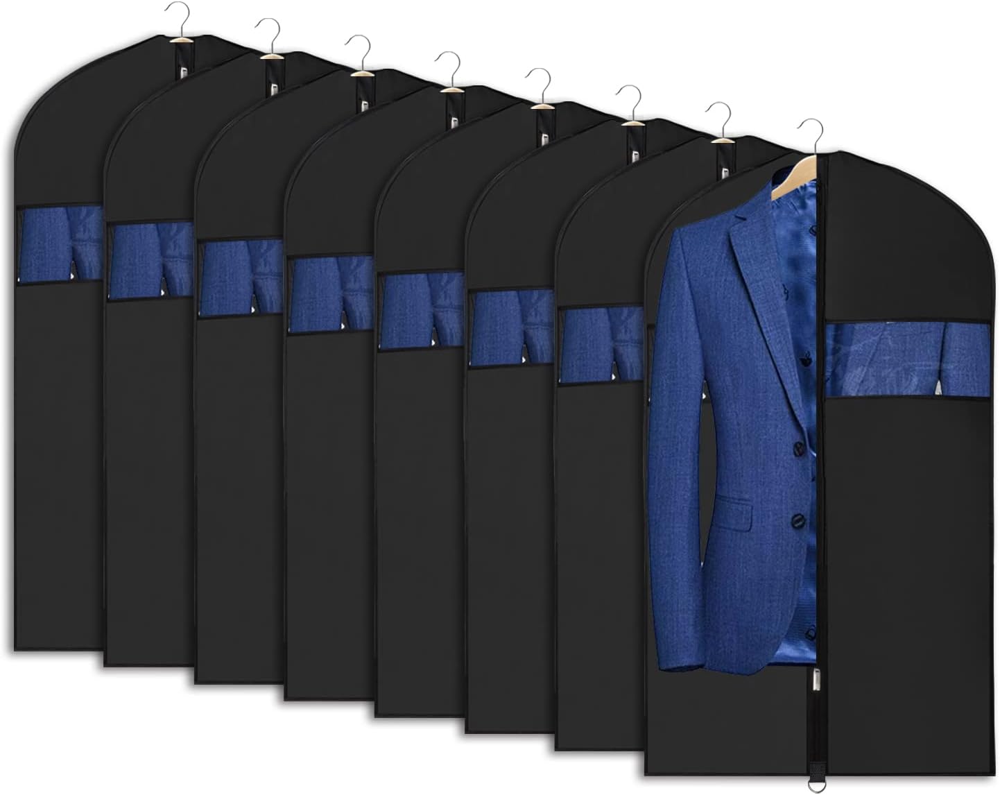 8 Fundas Traje Impermeable Negro con Cremallera Ventana