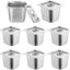 8 Sartenes Hotel 1/6 con Tapa Acero Inox 6pulg Antiatascos