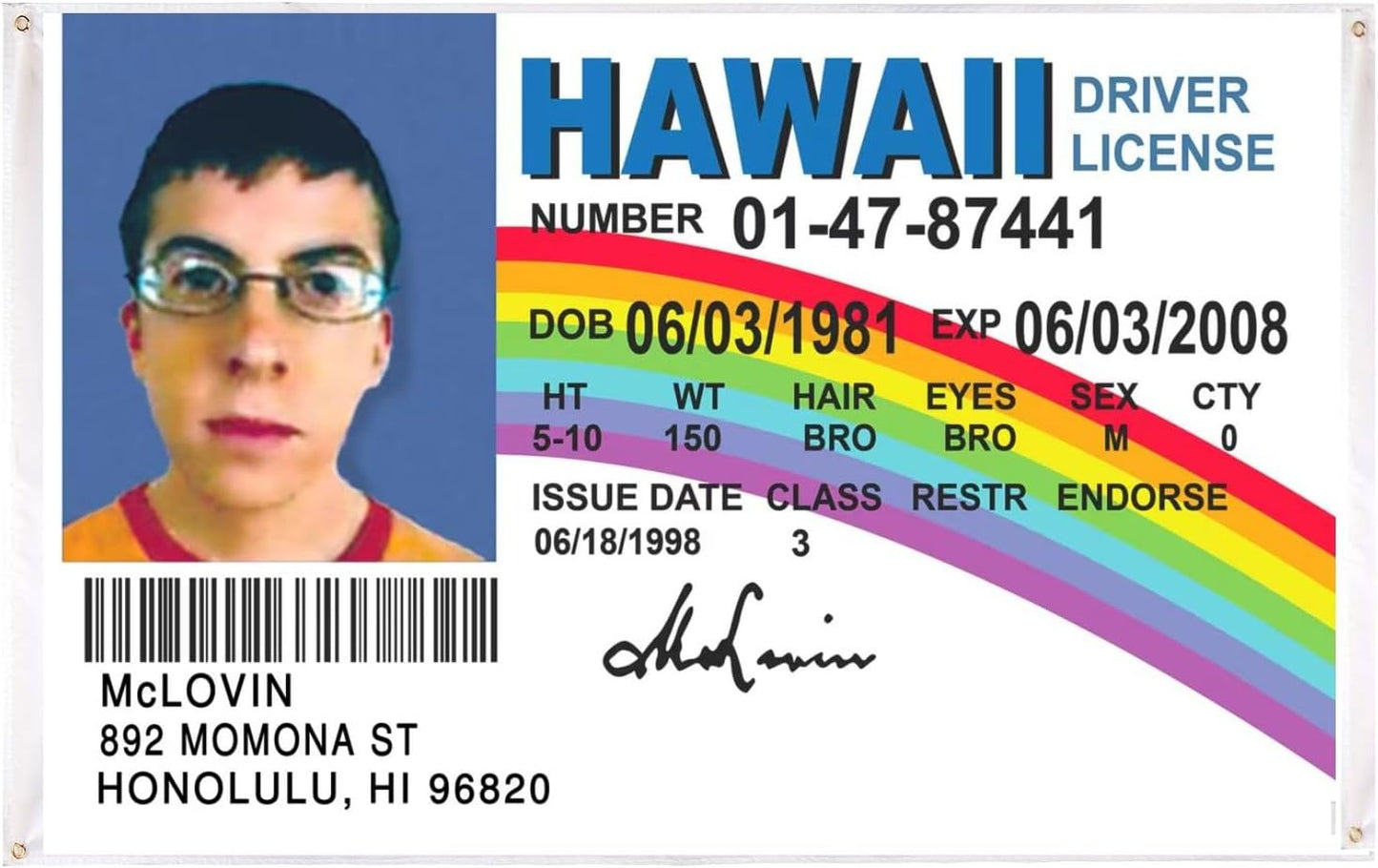 Bandera McLovin 3x5ft decoración dormitorio universitario