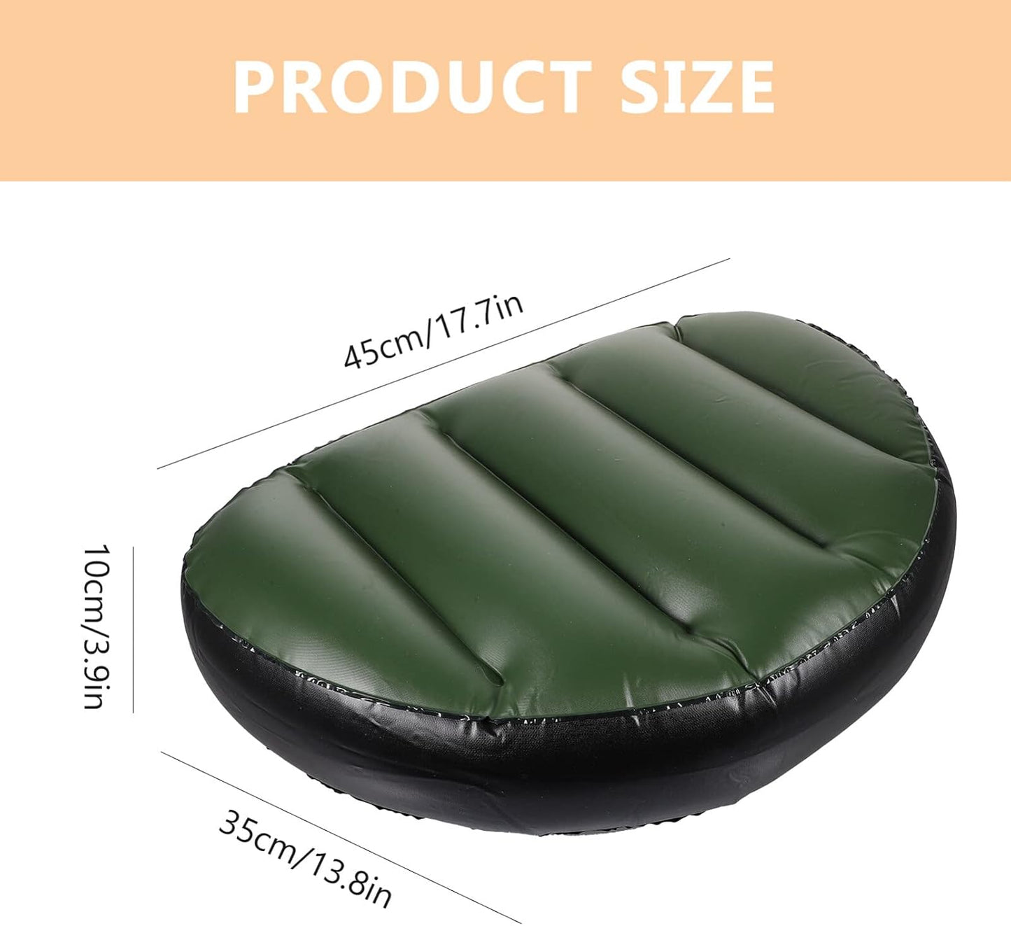 Cojín inflable PVC asiento barco kayak 17.71x13.77pulg verde