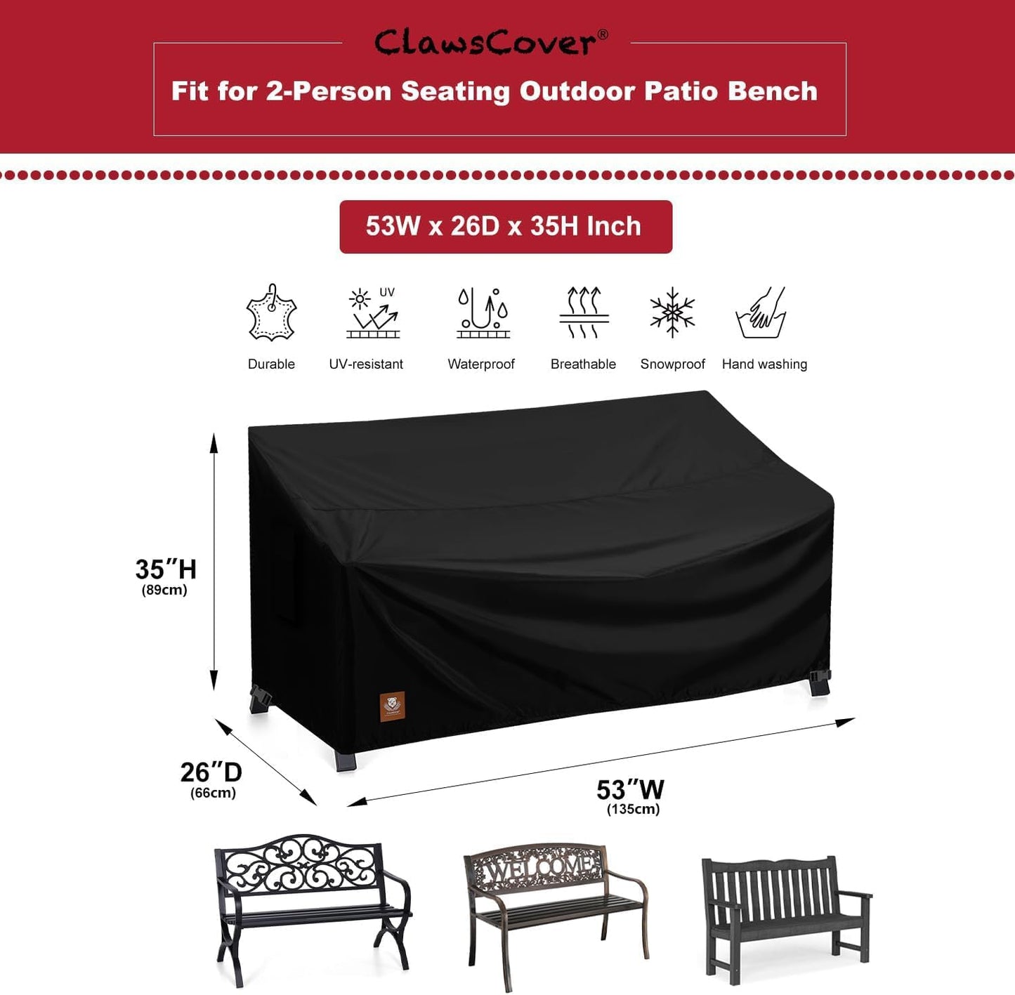 Fundas impermeables para banco exterior 2 plazas 53x26x35"
