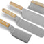 Set 4 Espátulas Acero Inox para Teppanyaki con Mango Madera