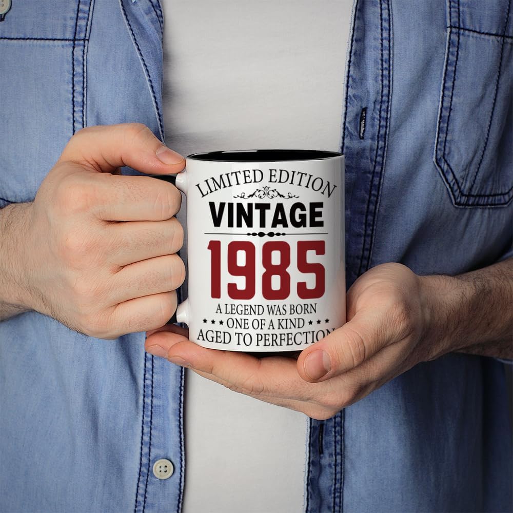 Taza café retro cerámica 11oz 1985 para cumpleaños