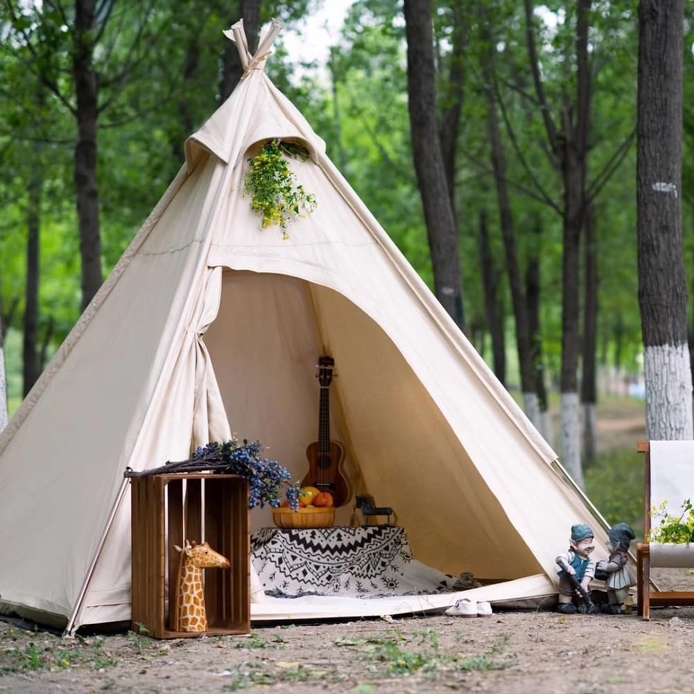 Tienda camping lona algodón 3 estaciones 2-3 personas