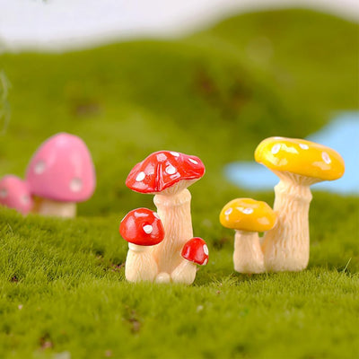 Figuras hongos miniatura 32 pzas decoración jardín tartas