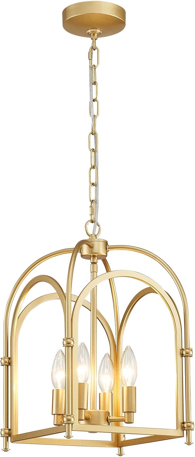 Candelabro 4 luces estilo granja dorado comedor cocina