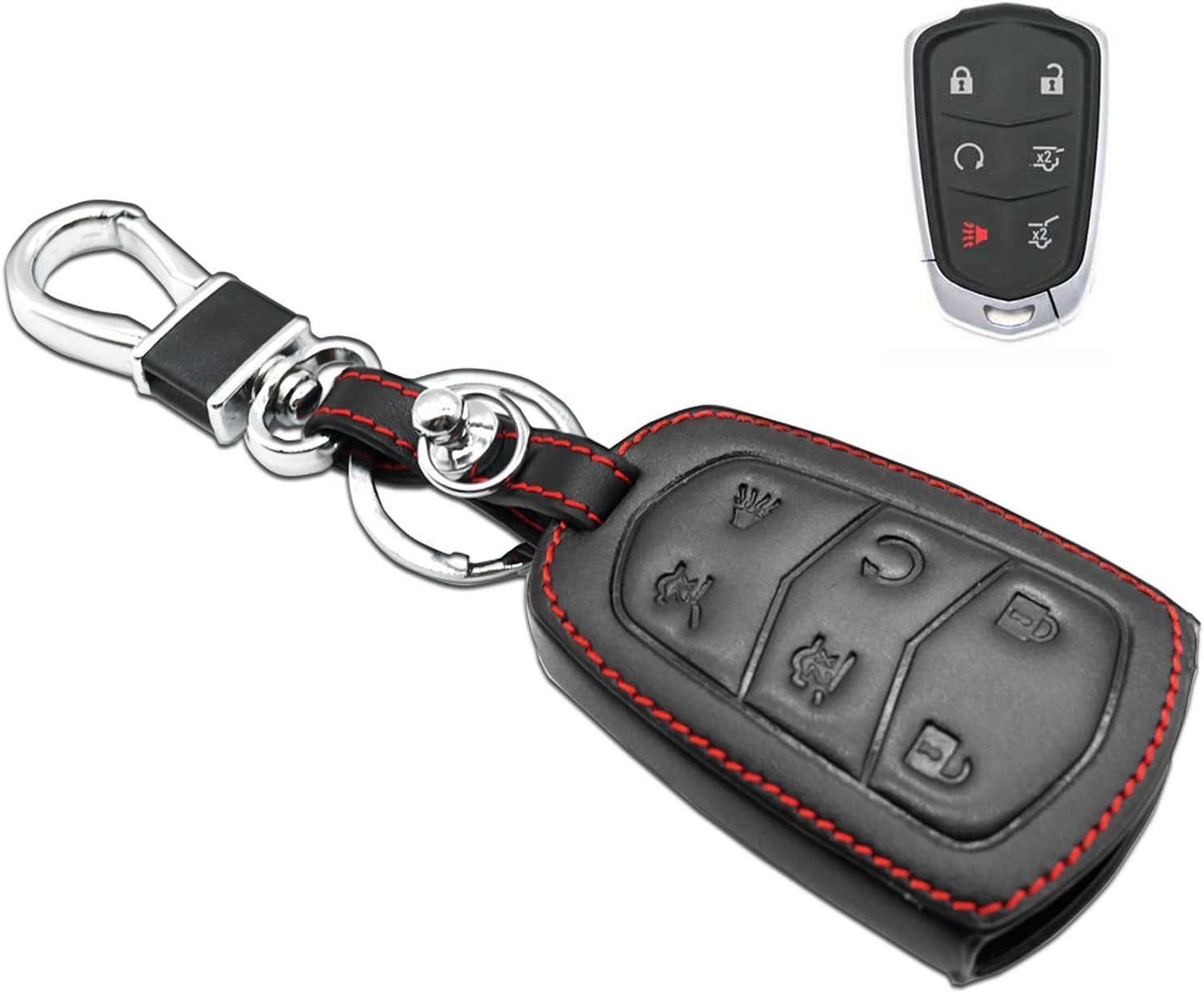 Funda llavero cuero 6 botones comp Cadillac SRX CT6