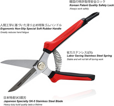 Tijeras podar acero inox 7.5pulg ergonómicas