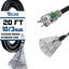 Cable extensión 3 salidas 15A resistente negro 20"