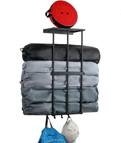 Estante sillas camping metal pared garaje con 4 ganchos
