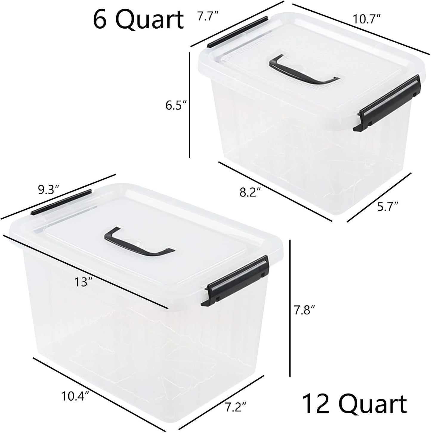 Caja plástico transparente con asa 6qt y 12qt 2 pzas