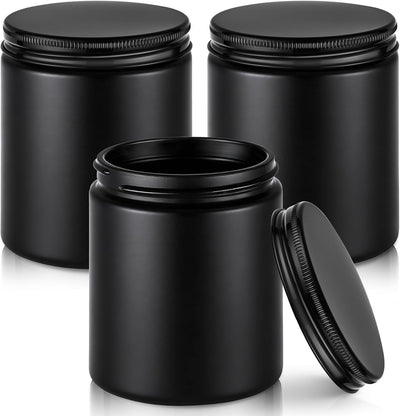Tarros vidrio negro 8oz 3 pzas boca ancha