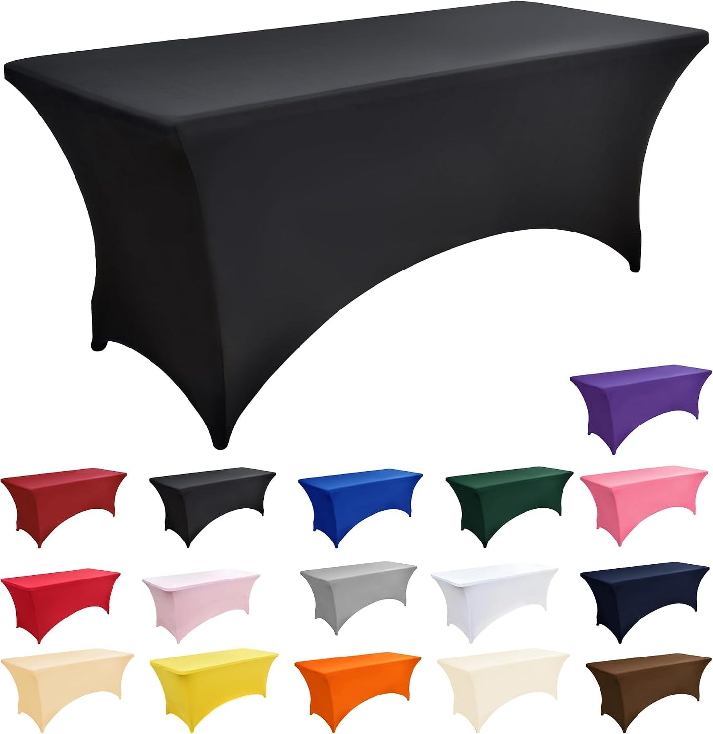 10 Fundas Mesa Elastano 4ft Negras para Mesas Plegables