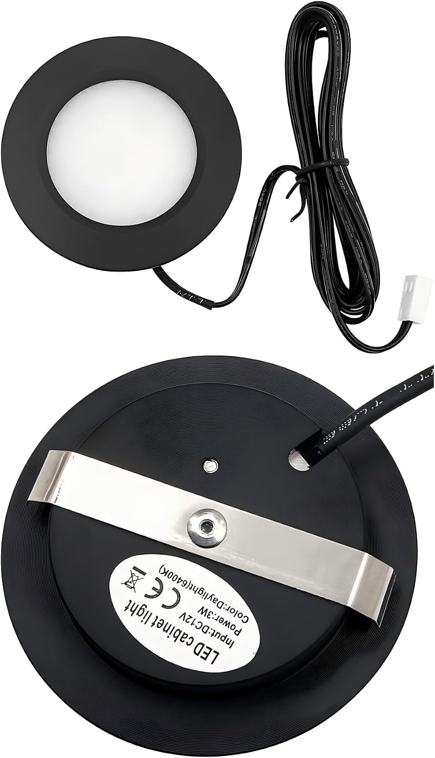 Luces LED 12V para caravana barco 2800K 300lm negro 6 pzas