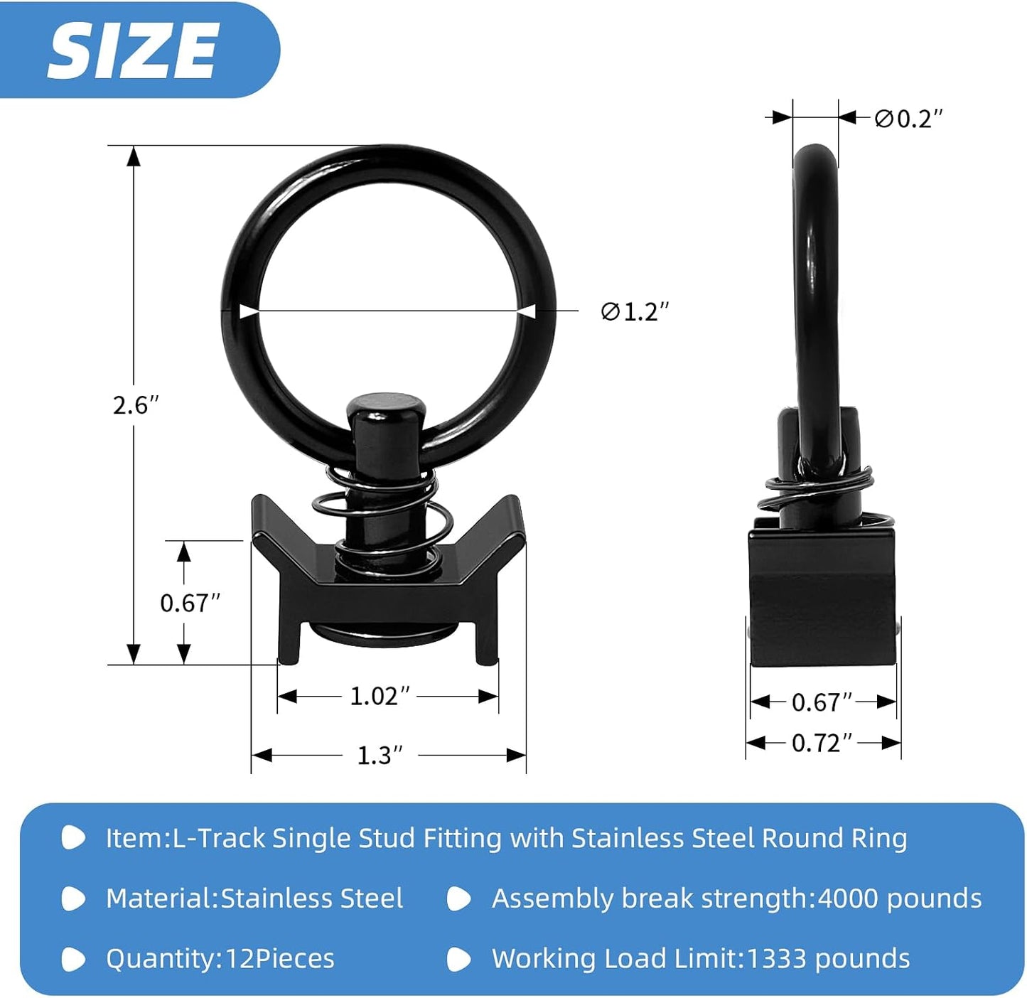 Accesorio perno L 1814kg anillo aluminio pack 12 negro
