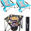 2 Sillas Playa Azules y Mesa Plegable con Enfriador
