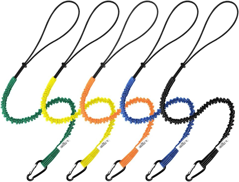 5 Correas Herramientas Retráctiles Mosquetón Aluminio