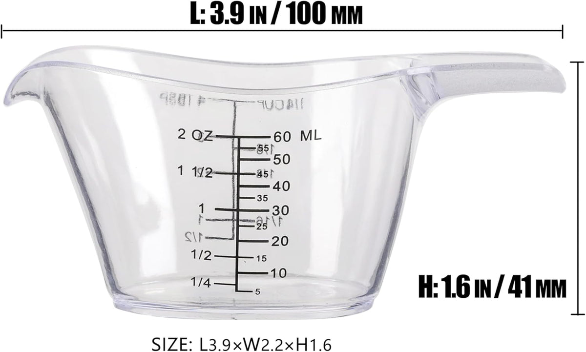 3 Pzas Taza Medidora Acrílica 2oz Transparente