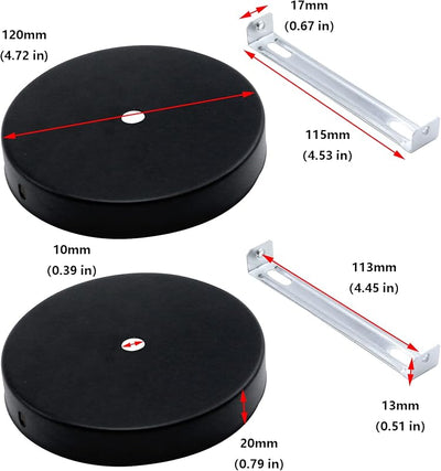 2 Kits Soporte Lámpara Colgante Negro Moderno 4.72pulg