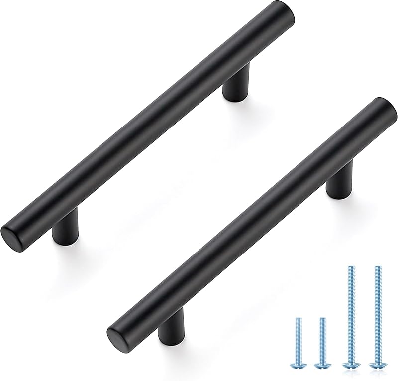 Manijas acero inox negro mate 6" para cajón cocina