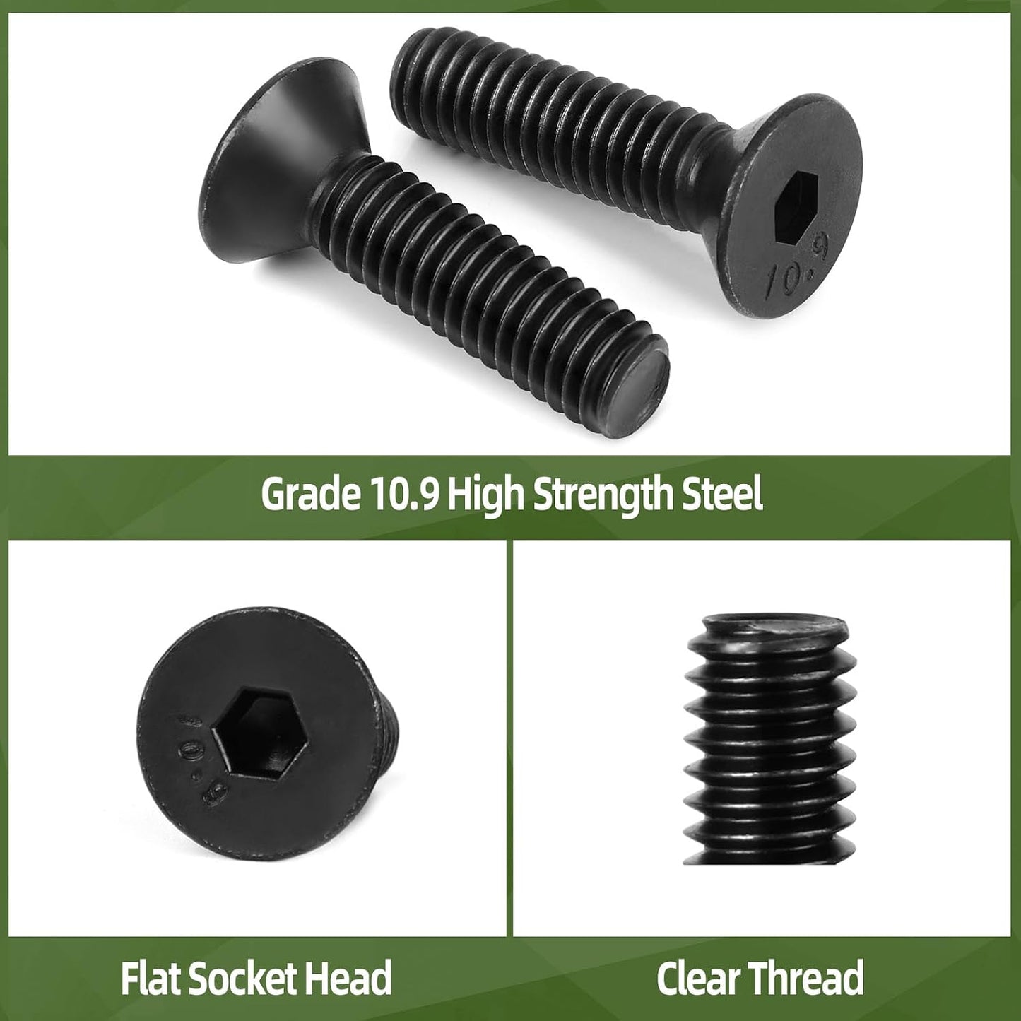 100 Pzas Tornillos M5x16mm Acero Carbono Grado 10.9