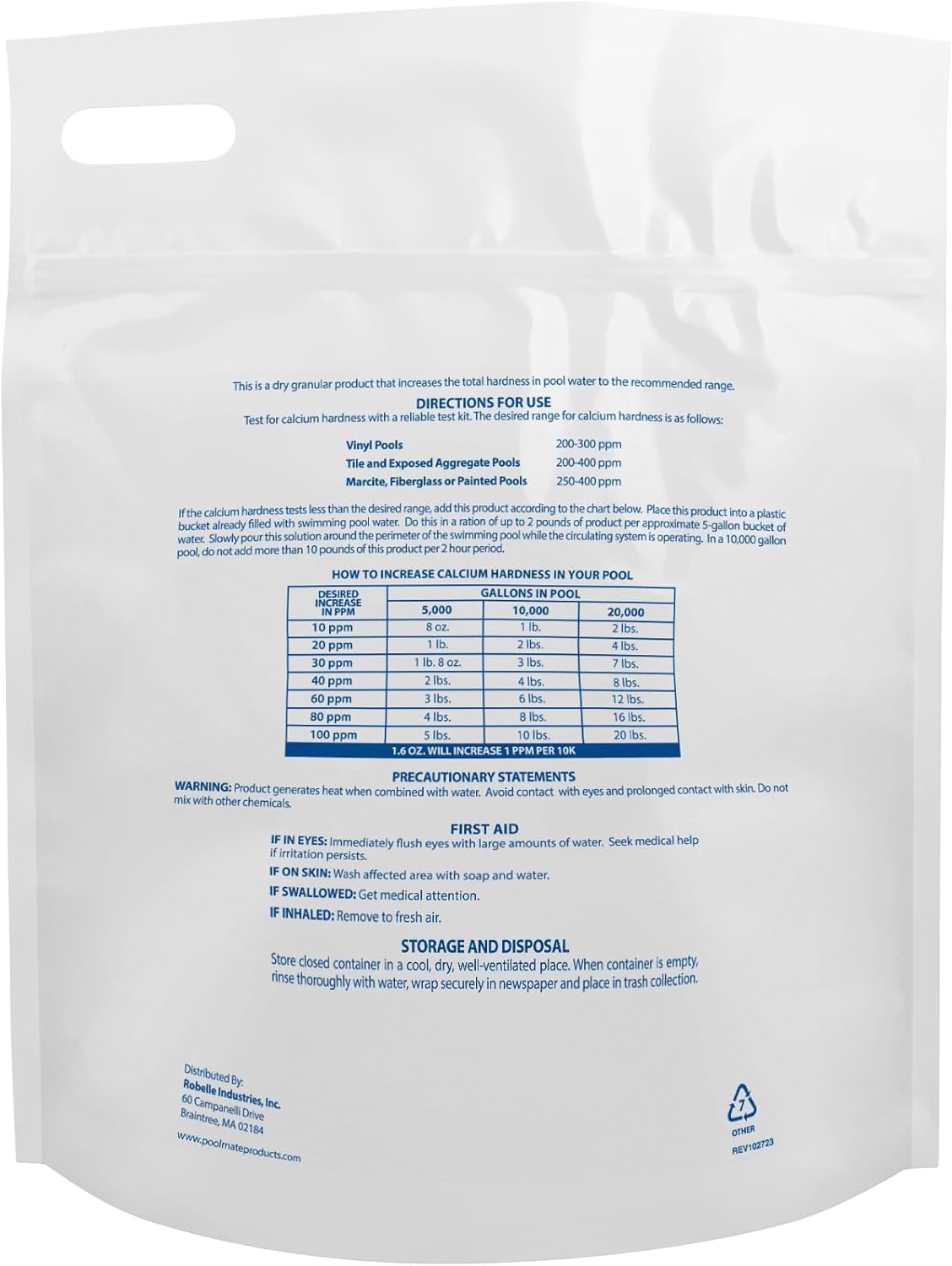 Aumento dureza calcio 8lb para piscinas 100% cloruro