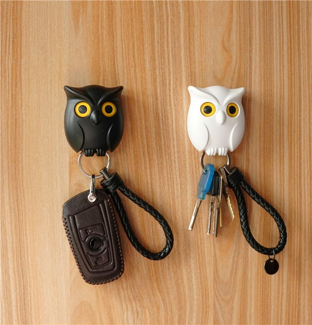 2 Llaves Búho Magnéticas para Pared Negro Blanco